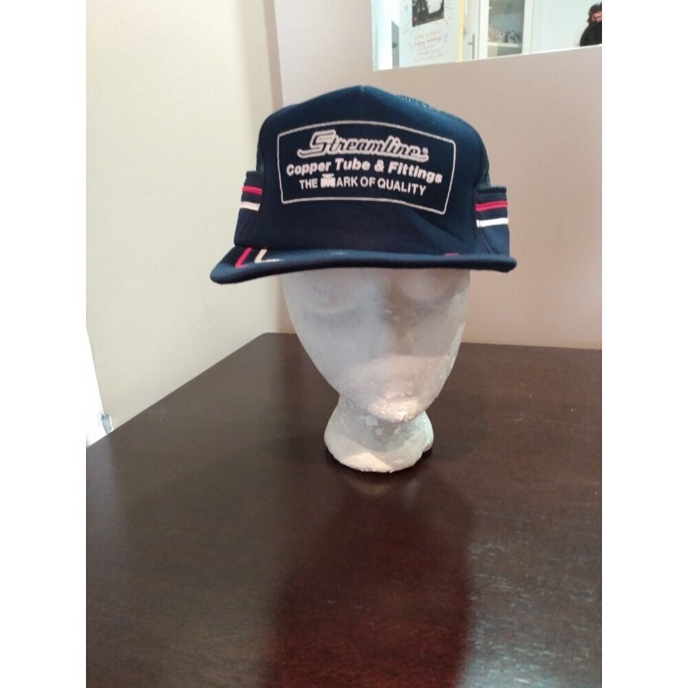 Vintage Streamline Snapback Hat Mesh Trucker Copper Tube & Fittings 2 Stripe
